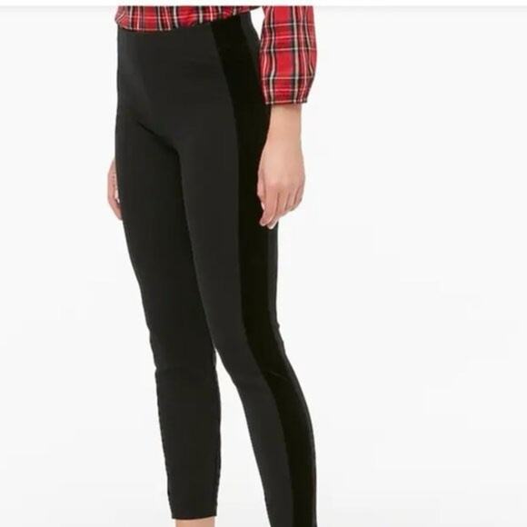 J. Crew The Gigi Pant Black Velvet Side Stripe Skinny Ankle Pants Size 4 - Picture 1 of 7
